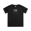 CTRL 026 cream graphic kids tee front view in black - minimal youth streetwear by CTRL ORDER, premium AS Colour classic tee