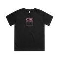 "CTRL 026 pink graphic kids tee front view in black - minimal youth streetwear by CTRL ORDER, premium AS Colour classic tee