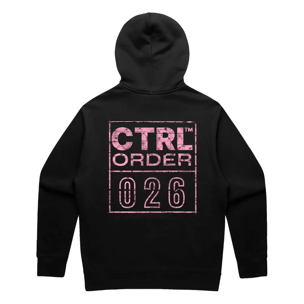 CTRL 026 Pink Edition hoodie back view – unisex youth hoodie printed in Australia