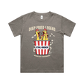 Deep Fried Legend kids graphic t-shirt in faded grey with chicken salt theme - youth streetwear by CTRL ORDER Australia