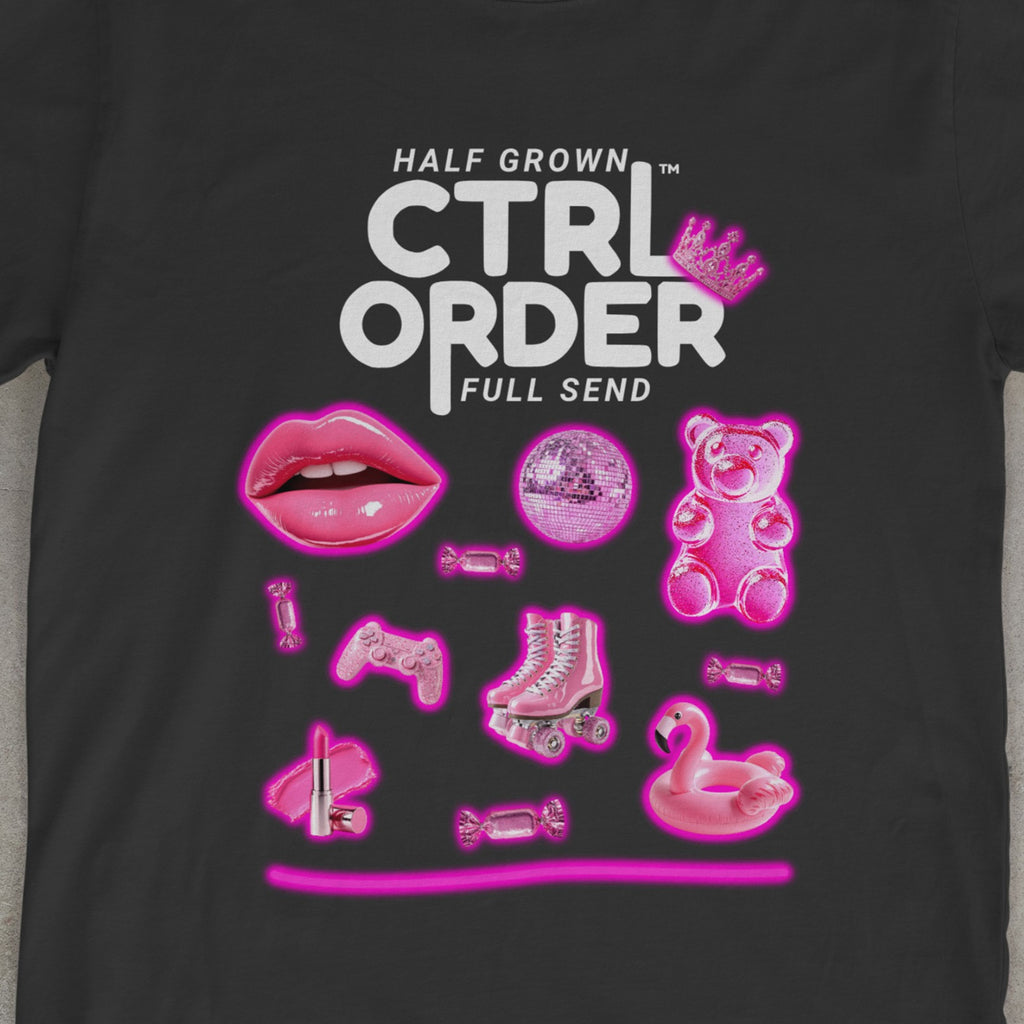 Neon Pink Icons Kids Graphic T-Shirt – Youth Streetwear Tee | CTRL ORDER