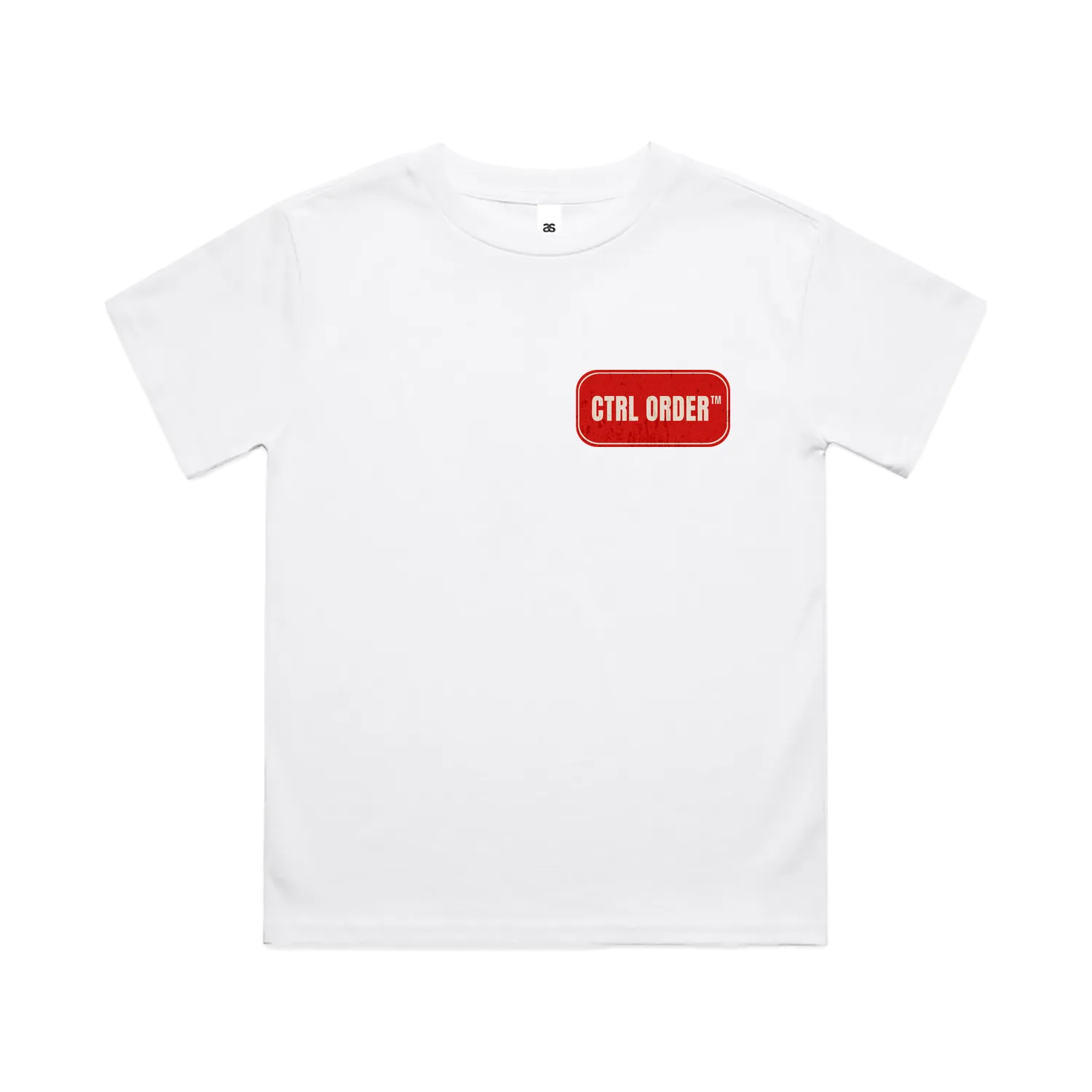 White Certified Street Dinner t-shirt with red CTRL ORDER chest logo
