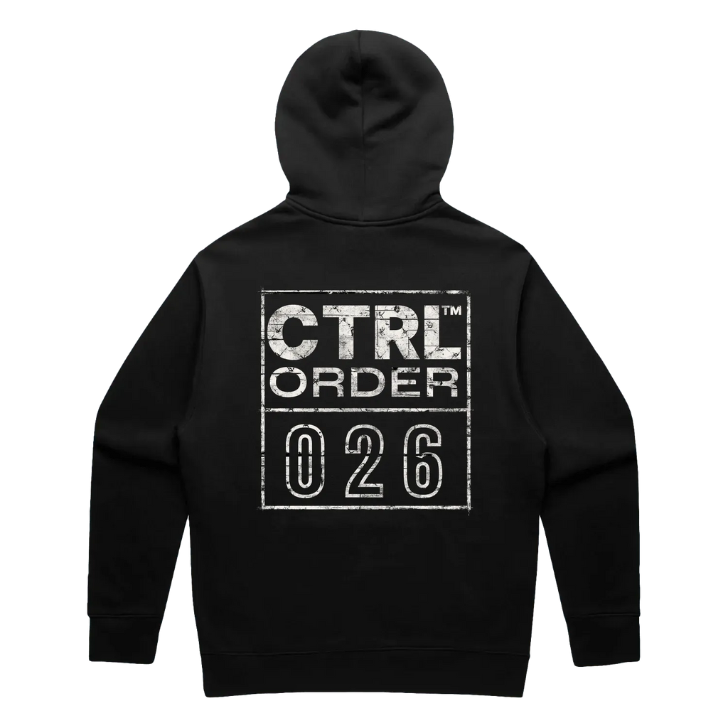 CTRL 026 Cream Edition Hoodie – flatlay back view, AS Colour Relax fleece 320gsm, kangaroo pocket detail