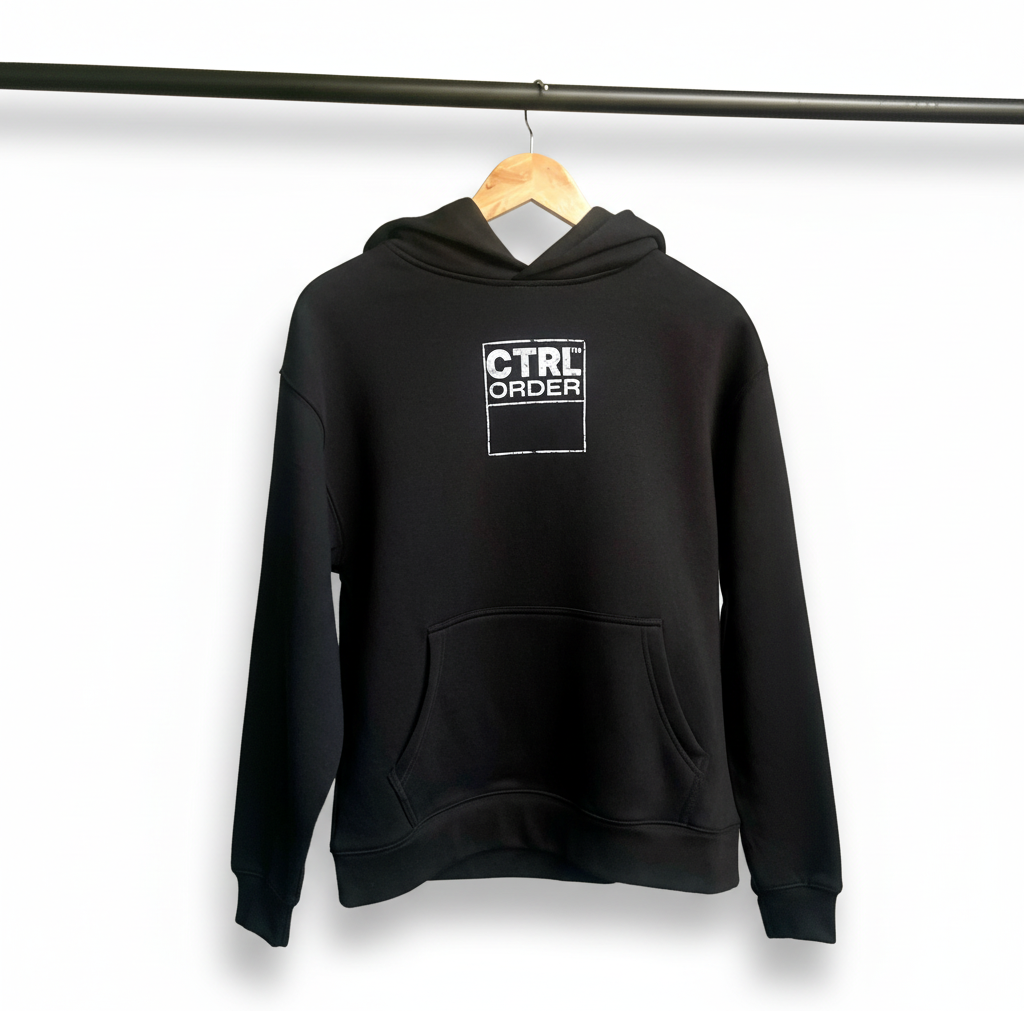 CTRL 026 Cream Edition Hoodie – front view, CTRL ORDER graphic print, unisex youth streetwear hoodie