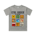 Stone grey youth t-shirt with CTRL ORDER OZ Edition graphic front flat lay